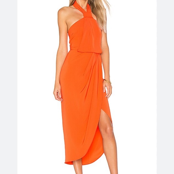 Shona Joy Knot Halter Dress Coral / Orange Size 4 - Like New! ( Revolve ) - Picture 2 of 5